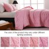 imageDOWNCOOL Black Twin Quilt Set 2Pcs Ultrasonic Process Leaf Texture Pattern Twin Quilt Bedding Set Soft Lightweight Bedspread Coverlet All Season Quilt Twin Size68quotx86quot ampamp 1 Pillow Sham01 Pink