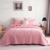 imageDOWNCOOL Black Twin Quilt Set 2Pcs Ultrasonic Process Leaf Texture Pattern Twin Quilt Bedding Set Soft Lightweight Bedspread Coverlet All Season Quilt Twin Size68quotx86quot ampamp 1 Pillow Sham01 Pink
