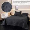 imageDOWNCOOL Black Twin Quilt Set 2Pcs Ultrasonic Process Leaf Texture Pattern Twin Quilt Bedding Set Soft Lightweight Bedspread Coverlet All Season Quilt Twin Size68quotx86quot ampamp 1 Pillow Sham02 Black