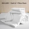 imageDOWNCOOL Black Twin Quilt Set 2Pcs Ultrasonic Process Leaf Texture Pattern Twin Quilt Bedding Set Soft Lightweight Bedspread Coverlet All Season Quilt Twin Size68quotx86quot ampamp 1 Pillow Sham02 White