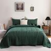 imageDOWNCOOL Black Twin Quilt Set 2Pcs Ultrasonic Process Leaf Texture Pattern Twin Quilt Bedding Set Soft Lightweight Bedspread Coverlet All Season Quilt Twin Size68quotx86quot ampamp 1 Pillow Sham01 Dark Green