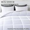 imageDOWNCOOL Comforters Queen Size Duvet InsertWhite Stripe All Season Duvet Lightweight Quilt Down Alternative Hotel Comforter with Corner Tabs White Stripe Queen 88x92 Inches