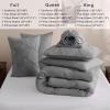 imageDOWNCOOL Lavender Purple Queen Comforter Set 7 Piece Pintuck Bed in A Bag Queen Pinch Pleat Bed SetAll Season Bedding Sets with Comforter Flat Sheet Fitted Sheet Pillowcases ampamp ShamsGrey