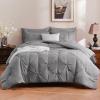 imageDOWNCOOL Lavender Purple Queen Comforter Set 7 Piece Pintuck Bed in A Bag Queen Pinch Pleat Bed SetAll Season Bedding Sets with Comforter Flat Sheet Fitted Sheet Pillowcases ampamp ShamsGrey