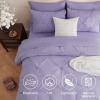 imageDOWNCOOL Lavender Purple Queen Comforter Set 7 Piece Pintuck Bed in A Bag Queen Pinch Pleat Bed SetAll Season Bedding Sets with Comforter Flat Sheet Fitted Sheet Pillowcases ampamp ShamsLavender Purple