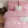 imageDOWNCOOL Lavender Purple Queen Comforter Set 7 Piece Pintuck Bed in A Bag Queen Pinch Pleat Bed SetAll Season Bedding Sets with Comforter Flat Sheet Fitted Sheet Pillowcases ampamp ShamsPink
