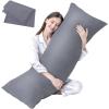 imageDOWNCOOL Luxury Full Body Pillow Insert with Fiber Cover  Ultra Soft Body Pillow for Sleeping  Breathable Long Bed Pillow Insert 20quotx54quotBlack with CoverGrey