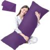 imageDOWNCOOL Luxury Full Body Pillow Insert with Fiber Cover  Ultra Soft Body Pillow for Sleeping  Breathable Long Bed Pillow Insert 20quotx54quotBlack with CoverPurple