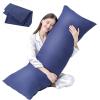 imageDOWNCOOL Luxury Full Body Pillow Insert with Fiber Cover  Ultra Soft Body Pillow for Sleeping  Breathable Long Bed Pillow Insert 20quotx54quotBlack with CoverBlue