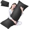 imageDOWNCOOL Luxury Full Body Pillow Insert with Fiber Cover  Ultra Soft Body Pillow for Sleeping  Breathable Long Bed Pillow Insert 20quotx54quotBlack with CoverBlack