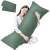 imageDOWNCOOL Luxury Full Body Pillow Insert with Fiber Cover  Ultra Soft Body Pillow for Sleeping  Breathable Long Bed Pillow Insert 20quotx54quotBlack with CoverSage Green