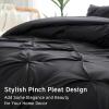 imageDOWNCOOL Queen Comforter Set  3 Pieces Cute Pinch Pleat Bed Set Soft Fluffy Comforters Queen Size Black Down Alternative Bedding Comforter Sets for All Season 1 Comforter ampamp 2 PillowcasesBlack