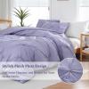 imageDOWNCOOL Queen Comforter Set  3 Pieces Cute Pinch Pleat Bed Set Soft Fluffy Comforters Queen Size Black Down Alternative Bedding Comforter Sets for All Season 1 Comforter ampamp 2 PillowcasesLavender Purple