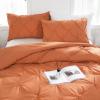 imageDOWNCOOL Queen Comforter Set  3 Pieces Cute Pinch Pleat Bed Set Soft Fluffy Comforters Queen Size Black Down Alternative Bedding Comforter Sets for All Season 1 Comforter ampamp 2 PillowcasesBurnt Orange