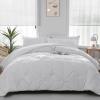 imageDOWNCOOL Queen Comforter Set  3 Pieces Cute Pinch Pleat Bed Set Soft Fluffy Comforters Queen Size Black Down Alternative Bedding Comforter Sets for All Season 1 Comforter ampamp 2 PillowcasesWhite