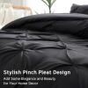 imageDOWNCOOL Queen Comforter Set  3 Pieces Cute Pinch Pleat Bed Set Soft Fluffy Comforters Queen Size Black Down Alternative Bedding Comforter Sets for All Season 1 Comforter ampamp 2 PillowcasesBlack