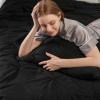 imageDOWNCOOL Queen Comforter Set  3 Pieces Cute Pinch Pleat Bed Set Soft Fluffy Comforters Queen Size Black Down Alternative Bedding Comforter Sets for All Season 1 Comforter ampamp 2 PillowcasesBlack