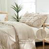 imageDOWNCOOL Queen Comforter Set  3 Pieces Cute Pinch Pleat Bed Set Soft Fluffy Comforters Queen Size Black Down Alternative Bedding Comforter Sets for All Season 1 Comforter ampamp 2 PillowcasesBeige