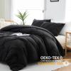 imageDOWNCOOL Queen Comforter Set  3 Pieces Cute Pinch Pleat Bed Set Soft Fluffy Comforters Queen Size Black Down Alternative Bedding Comforter Sets for All Season 1 Comforter ampamp 2 PillowcasesBlack