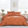 imageDOWNCOOL Queen Comforter Set  3 Pieces Cute Pinch Pleat Bed Set Soft Fluffy Comforters Queen Size Black Down Alternative Bedding Comforter Sets for All Season 1 Comforter ampamp 2 PillowcasesBurnt Orange