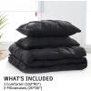 imageDOWNCOOL Queen Comforter Set  3 Pieces Cute Pinch Pleat Bed Set Soft Fluffy Comforters Queen Size Black Down Alternative Bedding Comforter Sets for All Season 1 Comforter ampamp 2 PillowcasesBlack