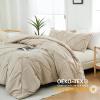 imageDOWNCOOL Queen Comforter Set  3 Pieces Cute Pinch Pleat Bed Set Soft Fluffy Comforters Queen Size Black Down Alternative Bedding Comforter Sets for All Season 1 Comforter ampamp 2 PillowcasesBeige