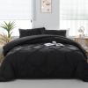 imageDOWNCOOL Queen Comforter Set  3 Pieces Cute Pinch Pleat Bed Set Soft Fluffy Comforters Queen Size Black Down Alternative Bedding Comforter Sets for All Season 1 Comforter ampamp 2 PillowcasesBlack