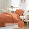 imageDOWNCOOL Queen Comforter Set  3 Pieces Cute Pinch Pleat Bed Set Soft Fluffy Comforters Queen Size Black Down Alternative Bedding Comforter Sets for All Season 1 Comforter ampamp 2 PillowcasesBurnt Orange