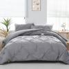 imageDOWNCOOL Queen Comforter Set  3 Pieces Cute Pinch Pleat Bed Set Soft Fluffy Comforters Queen Size Black Down Alternative Bedding Comforter Sets for All Season 1 Comforter ampamp 2 PillowcasesGrey
