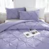 imageDOWNCOOL Queen Comforter Set  3 Pieces Cute Pinch Pleat Bed Set Soft Fluffy Comforters Queen Size Black Down Alternative Bedding Comforter Sets for All Season 1 Comforter ampamp 2 PillowcasesLavender Purple