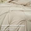imageDOWNCOOL Queen Comforter Set  3 Pieces Cute Pinch Pleat Bed Set Soft Fluffy Comforters Queen Size Black Down Alternative Bedding Comforter Sets for All Season 1 Comforter ampamp 2 PillowcasesBeige