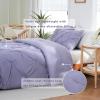 imageDOWNCOOL Queen Comforter Set  3 Pieces Cute Pinch Pleat Bed Set Soft Fluffy Comforters Queen Size Black Down Alternative Bedding Comforter Sets for All Season 1 Comforter ampamp 2 PillowcasesLavender Purple