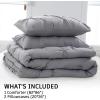 imageDOWNCOOL Queen Comforter Set  3 Pieces Cute Pinch Pleat Bed Set Soft Fluffy Comforters Queen Size Black Down Alternative Bedding Comforter Sets for All Season 1 Comforter ampamp 2 PillowcasesGrey