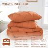 imageDOWNCOOL Queen Comforter Set  3 Pieces Cute Pinch Pleat Bed Set Soft Fluffy Comforters Queen Size Black Down Alternative Bedding Comforter Sets for All Season 1 Comforter ampamp 2 PillowcasesBurnt Orange