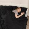 imageDOWNCOOL Queen Comforter Set  3 Pieces Cute Pinch Pleat Bed Set Soft Fluffy Comforters Queen Size Black Down Alternative Bedding Comforter Sets for All Season 1 Comforter ampamp 2 PillowcasesBlack