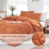 imageDOWNCOOL Queen Comforter Set  3 Pieces Cute Pinch Pleat Bed Set Soft Fluffy Comforters Queen Size Black Down Alternative Bedding Comforter Sets for All Season 1 Comforter ampamp 2 PillowcasesBurnt Orange