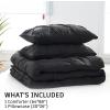 imageDOWNCOOL Queen Comforter Set  3 Pieces Cute Pinch Pleat Bed Set Soft Fluffy Comforters Queen Size Black Down Alternative Bedding Comforter Sets for All Season 1 Comforter ampamp 2 PillowcasesBlack