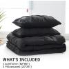 imageDOWNCOOL Queen Comforter Set  3 Pieces Cute Pinch Pleat Bed Set Soft Fluffy Comforters Queen Size Black Down Alternative Bedding Comforter Sets for All Season 1 Comforter ampamp 2 PillowcasesBlack