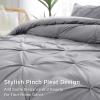 imageDOWNCOOL Queen Comforter Set  3 Pieces Cute Pinch Pleat Bed Set Soft Fluffy Comforters Queen Size Black Down Alternative Bedding Comforter Sets for All Season 1 Comforter ampamp 2 PillowcasesGrey
