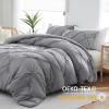imageDOWNCOOL Queen Comforter Set  3 Pieces Cute Pinch Pleat Bed Set Soft Fluffy Comforters Queen Size Black Down Alternative Bedding Comforter Sets for All Season 1 Comforter ampamp 2 PillowcasesGrey