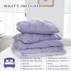 imageDOWNCOOL Queen Comforter Set  3 Pieces Cute Pinch Pleat Bed Set Soft Fluffy Comforters Queen Size Black Down Alternative Bedding Comforter Sets for All Season 1 Comforter ampamp 2 PillowcasesLavender Purple