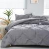 imageDOWNCOOL Queen Comforter Set  3 Pieces Cute Pinch Pleat Bed Set Soft Fluffy Comforters Queen Size Black Down Alternative Bedding Comforter Sets for All Season 1 Comforter ampamp 2 PillowcasesGrey