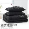 imageDOWNCOOL Queen Comforter Set  3 Pieces Cute Pinch Pleat Bed Set Soft Fluffy Comforters Queen Size Black Down Alternative Bedding Comforter Sets for All Season 1 Comforter ampamp 2 PillowcasesBlack