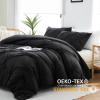 imageDOWNCOOL Queen Comforter Set  3 Pieces Cute Pinch Pleat Bed Set Soft Fluffy Comforters Queen Size Black Down Alternative Bedding Comforter Sets for All Season 1 Comforter ampamp 2 PillowcasesBlack