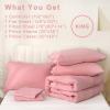 imageDOWNCOOL Queen Comforter Set 7 Pieces Bedding Sets Queen Pink All Season Down Alternative Bed in a Bag Queen with Comforter Flat Sheet Fitted Sheet 2 Pillow Shams ampamp 2 PillowcasesPink