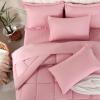 imageDOWNCOOL Queen Comforter Set 7 Pieces Bedding Sets Queen Pink All Season Down Alternative Bed in a Bag Queen with Comforter Flat Sheet Fitted Sheet 2 Pillow Shams ampamp 2 PillowcasesPink