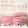 imageDOWNCOOL Queen Comforter Set 7 Pieces Bedding Sets Queen Pink All Season Down Alternative Bed in a Bag Queen with Comforter Flat Sheet Fitted Sheet 2 Pillow Shams ampamp 2 PillowcasesPink