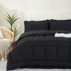 imageDOWNCOOL Queen Comforter Set 7 Pieces Bedding Sets Queen Pink All Season Down Alternative Bed in a Bag Queen with Comforter Flat Sheet Fitted Sheet 2 Pillow Shams ampamp 2 PillowcasesBlack