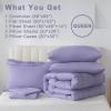 imageDOWNCOOL Queen Comforter Set 7 Pieces Bedding Sets Queen Pink All Season Down Alternative Bed in a Bag Queen with Comforter Flat Sheet Fitted Sheet 2 Pillow Shams ampamp 2 PillowcasesPurple