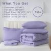 imageDOWNCOOL Queen Comforter Set 7 Pieces Bedding Sets Queen Pink All Season Down Alternative Bed in a Bag Queen with Comforter Flat Sheet Fitted Sheet 2 Pillow Shams ampamp 2 PillowcasesPurple